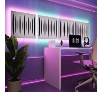 LED Acoustic Wall Panels with RGB Glow for Echo Control | Sound-Absorbing Panels with Ambient Backlight | Stylish Sound Treatment | Type: [4x PULSAR - Separately - LINE | White]