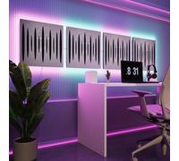 LED Acoustic Wall Panels with RGB Glow for Echo Control | Sound-Absorbing Panels with Ambient Backlight | Stylish Sound Treatment | Type: [4x PULSAR - Separately - LINE | White glossy plastic]