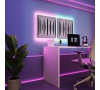 LED Acoustic Wall Panels with RGB Glow for Echo Control | Sound-Absorbing Panels with Ambient Backlight | Stylish Sound Treatment | Type: [2x PULSAR - Separately | White glossy plastic]