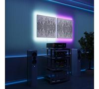 LED Acoustic Wall Panels with RGB Glow for Echo Control | Sound-Absorbing Panels with Ambient Backlight | Stylish Sound Treatment | Type: [2x WAVE - Separately | White glossy plastic]