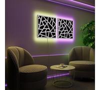LED Acoustic Wall Panels with RGB Glow for Echo Control | Sound-Absorbing Panels with Ambient Backlight | Stylish Sound Treatment | Type: [2x SKYROSS - Separately | White glossy plastic]