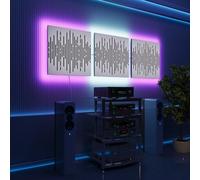 LED Acoustic Wall Panels with RGB Glow for Echo Control | Sound-Absorbing Panels with Ambient Backlight | Stylish Sound Treatment | Type: [3x WAVE - Separately | White]