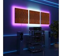 LED Acoustic Wall Panels with RGB Glow for Echo Control | Sound-Absorbing Panels with Ambient Backlight | Stylish Sound Treatment | Type: [3x WAVE - Separately | Cherry]
