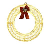 LED Acrylic Christmas Wreath Decoration with 240 Warm White Lights and Red Bow - 38cm Hanging Indoor & Outdoor Festive Light Up Ornament with 5m Lead Wire, Weatherproof Design and 10% Flashing Effect