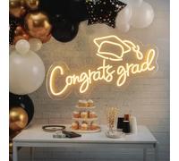 LED Acrylic Congrats Grad Neon Sign Dimmable Congrats Grad Banner Graduation Decorations Class of 2026 for Party Room Dorm Backdrop Celebration Gifts(Warm White)