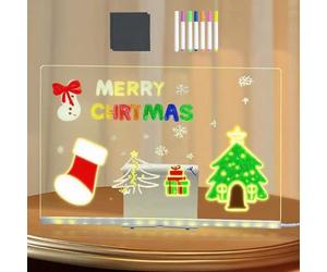LED Acrylic Doodle Board, Luminous Note Field with Seven Quick-Drying Pens, Creative Use Children, Drawing, Writing, Message Display Home, Nursery, Travel