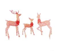 LED Acrylic Three Deer Set Outdoor Decoration Orange Weatherproof Lighted | Energy-efficient LED lights with bright glow Easy installation for gardens patios or entryways Multiple sizes included
