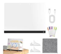 LED Acrylic Writing Board: Erasable Message Pad, 7 Colored Bookmarks, Bright Desktop Memo Board for Drawing, Notes, Reminders, Sketches, Desktop Accessory | P