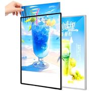 LED Advertising Light Box Poster Display, Ultra Slim Aluminium Frame Illuminated Menu Board, Wall or Ceiling Mounted Backlit Sign Holder for Restaurant, Takeaway, Shop and Movie Posters silver A2