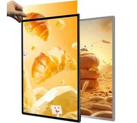 LED Advertising Light Box, Ultra Slim Frame Poster Display, Illuminated Wall Ceiling Mounted Bracket Backlit Menu Board, Plug-in Advertising Frame Display,Illuminated Poster Holder for Shops(Silver,A3