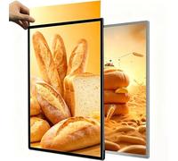LED Advertising Light Box, Ultra Slim Frame Poster Display with Tempered Glass, Illuminated Wall Bracket Backlit Menu Board for Restaurants, Bars, Shops, Cafes black A2