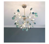LED Agate Chandelier Modern Firefly Living Room Bedroom Flower Kitchen Indoor Tree Branch Pendant Light(Cold,Dia60xH50cm Green)