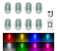 LED Aircraft Strobe Lights,LED Drone Light,8 Colors USB Anti Collision Light,Rechargable Led Flash,for Drone Night Flying,Fits for DJI Mini 4 Pro,Avata 2,Mini 4k and All RC Drones Accessory.(8PCS)
