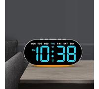 Led Alarm Clock Digital Large Display USB Power Ambient Light Thermometer for Bedroom Office Desk Nightstand Decor Modern Style