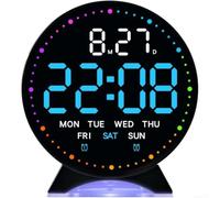 LED Alarm Clock Dual Function Night Lamp USB Charging HD Display Date Time Bedside Clock Silent Non-Ticking 13cm(5521 Black)