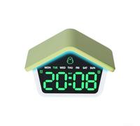 LED Alarm Clock Electronic Digital Clock, House Shaped Silent Multi-Functional Night Light Cuckoo Clock 6698, Bedside Desk Clock(green)