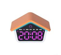 LED Alarm Clock Electronic Digital Clock, House Shaped Silent Multi-Functional Night Light Cuckoo Clock 6698, Bedside Desk Clock(orange)