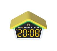 LED Alarm Clock Electronic Digital Clock, House Shaped Silent Multi-Functional Night Light Cuckoo Clock 6698, Bedside Desk Clock(yellow)