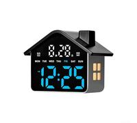 LED Alarm Clock House Shaped Electronic Digital Desk Clock with Night Light Temperature Display 4 Brightness Levels Countdown Timer for Bedroom Kids Room White(Blue)