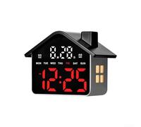 LED Alarm Clock House Shaped Electronic Digital Desk Clock with Night Light Temperature Display 4 Brightness Levels Countdown Timer for Bedroom Kids Room White(Red)