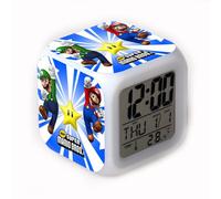LED Alarm Clock Super Mario - 7-Color Changing Digital Clock with Thermometer, 12/24h, Date, Year, Month, Alarm