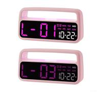 Led Alarm Clock with Ambient Lighting Multi-Functional Electronic Clock Displaying Time/Date/Day Dual Alarm Modern Home Decor for Bedroom or Office Abs Plastic 16.6 X 4.5 X 8.5 Cm(G)