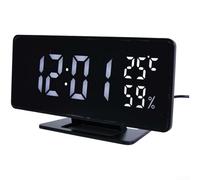 LED Alarm Clock with Bright Digital Screen Showing Time Temp Humidity, Three Alarm Schedules, Snooze Activation, USB-C Powered with Memory Hold (White)
