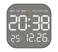 LED Alarm Clock with Multi Info Display Time Date Day of Week Temperature Alarm Status Adjustable Brightness Light Sensor USB Powered Design (Black shell)