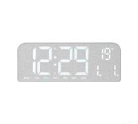 LED Alarm Clock with Realistic Wood Grain Pattern Shows Time Date Day of W nd Temperature Five Ambient Light Colors Manual Brightness Control (B)