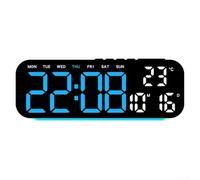 LED Alarm Clock with Temperature Display and Multi Functional Features for Time, Date, Day of Week, Adjustable Brightness and Ambient Light (A)