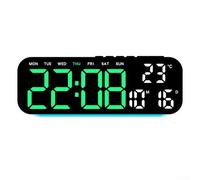 LED Alarm Clock with Temperature Display and Multi Functional Features for Time, Date, Day of Week, Adjustable Brightness and Ambient Light (B)