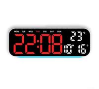 LED Alarm Clock with Temperature Display and Multi Functional Features for Time, Date, Day of Week, Adjustable Brightness and Ambient Light (G)