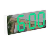 LED Alarm Clocks with Large Display, Modern Minimalist Design, Battery and AC Power, Mirror Reflective Face, Adjustable Brightness, Voice Activated Screen, Automatic Dimming, for Home and Office