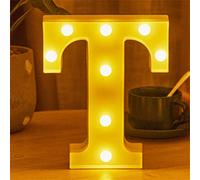 LED Alphabet And Numbers Light Sign Decorations, Lamp for Home Birthday Party Event, Night Lights, Battery Powered Letters And Numbers With Four Hour Timer (T)
