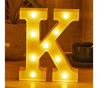LED Alphabet And Numbers Light Sign Decorations, Lamp for Home Birthday Party Event, Night Lights, Battery Powered Letters And Numbers With Four Hour Timer (K)