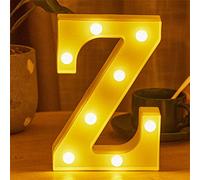 LED Alphabet And Numbers Light Sign Decorations, Lamp for Home Birthday Party Event, Night Lights, Battery Powered Letters And Numbers With Four Hour Timer (Z)