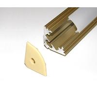 LED Aluminium Extrusion (Profile); P3, Anodized, Gold, Set with Frosted Cover (Material: PMMA) and Two End Caps; Length: 1m / 100cm / 1000mm