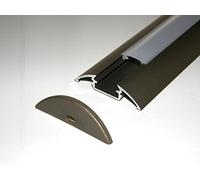LED Aluminium Extrusion (Profile); P4, Anodized, INOX, Set with Frosted Cover (Material: PMMA) and Two End Caps; Length: 1m / 100cm / 1000mm