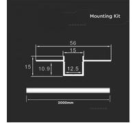 LED Aluminium Profile Plasterboard Recessed Mounting Strip Diffuser 2M/6.6ft