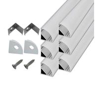 Greenfields V Shape LED Profile - 6 x 1m Aluminium LED Light Diffuser Profile - Milky Cover - End Caps and Mounting Brackets - LED Strip Light Diffuser - Aluminium Profile