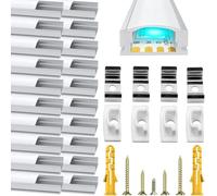 LED Aluminum Channel U Shape, 20 Pack LED Strip Diffuser 3.3ft/1Meter LED Profile with Milky White Cover, End Cap and Mounting Clip Aluminum Extrusion 90 Degrees Connectors for LED Strip Lights