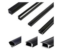 LED Aluminum Profile 2-10pcs, 0.5m/pcs V/U/YW Style LED Aluminum Profile for 5050 5630 Channel Holder Milky Cover Cabinet Closet Linear Bar Strip Lights (LED Strips Not Included)(Yw-Type Black,5pcs)