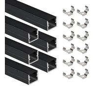 LED Aluminum Profile, 6 Pack 3.3FT/1M LED Channel for Acoustic Panel Lights, Black Waterproof LED Strip Diffuser for Living Room, Bedroom, Ceiling, Cabinet, Acoustic Panels (Black, 6×1m)
