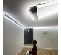 LED Aluminum Profile Channel for Ceiling & Wall Decoration Crown Molding Indirect Lighting Track for LED Strip Ideal for Living Room & Bedroom Baseboard Lighting (2m/6.6ft)