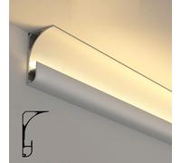 LED Aluminum Profile Crown Moulding - Indirect Lighting Channel Diffuser for Ceiling Wall & Floor Decor - Cornice Coving - Available in 1m 1.2m 2m 4m 10m 18m (White 14m/45.9ft)