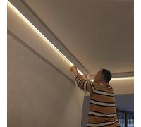 LED Aluminum Profile for Indirect Ceiling & Wall Lighting 4.3ft Crown Molding Metal Channel for LED Lights Linear Cove Fixture for Elegant Home Décor & Ambiance