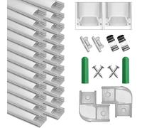 LED Aluminum Profile U-Shape 20x1m, Led Channel with Cover, Led Aluminum Channel and Diffuser for Led Strip Lights with Milky White Cover, End Caps and Metal Mounting Clips (20×1M-U, Silver)