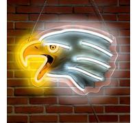 LED American Eagle Neon Sign Light Up Bald Eagle Lights Lighted Bird Neon Signs for Bedroom Dorm Hallway Garage Bar Gaming Room Man Cave Wall Decor Art Gifts