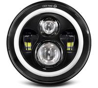 LED Angel Eyes Light 1PC 7 Inch LED Headlight Motorcycle Blue Halo High/Low Beam, Projector Angel Eyes Light(Yellow+White Halo)