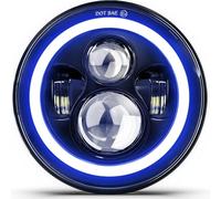 LED Angel Eyes Light 1PC 7 Inch LED Headlight Motorcycle Blue Halo High/Low Beam, Projector Angel Eyes Light(Yellow+Blue Halo)